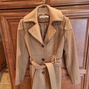 Kenneth Cole Classic Women's Wool Trench Coat with belt. color-Camel size-4